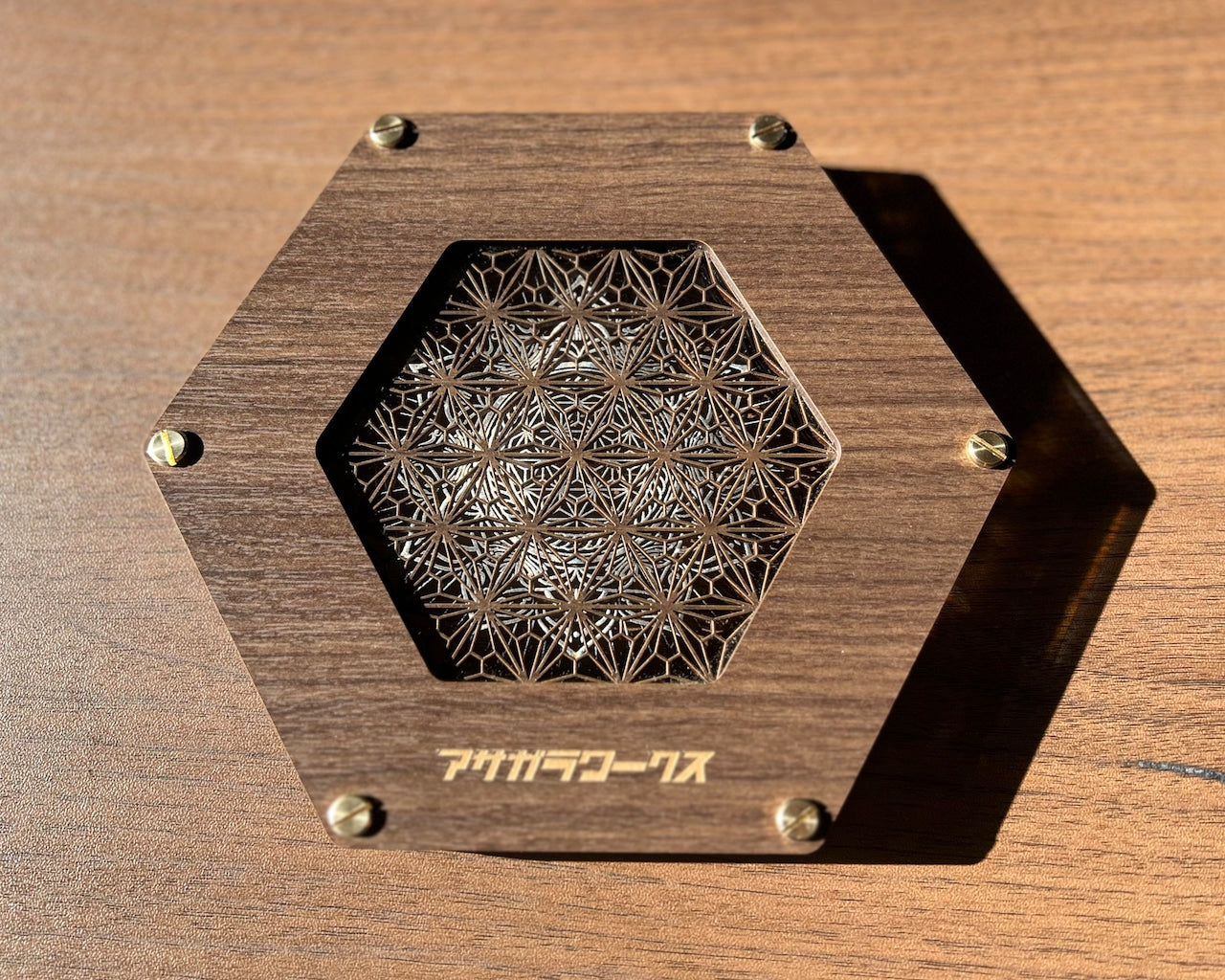 アサガラワークス ALBM :1.5 LEDコースター 二重麻 麻の葉 エボニー