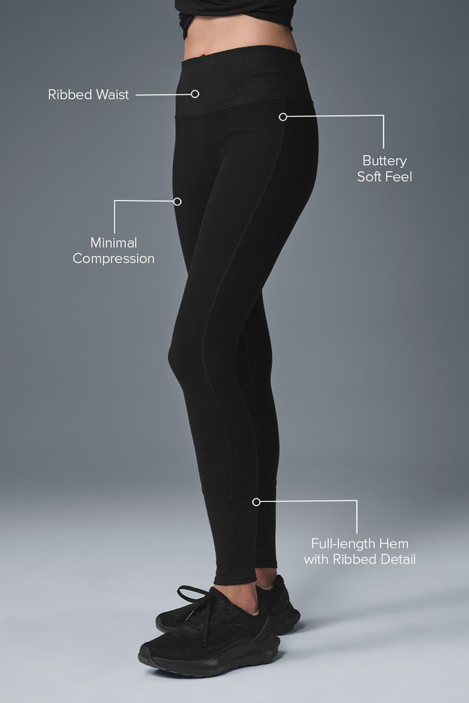 High-Waist Alosoft Lounge Legging - Black | ALO