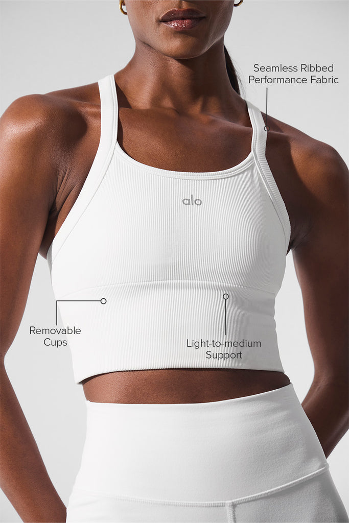 Seamless Ribbed Favorite Bra Tank - White | ALO