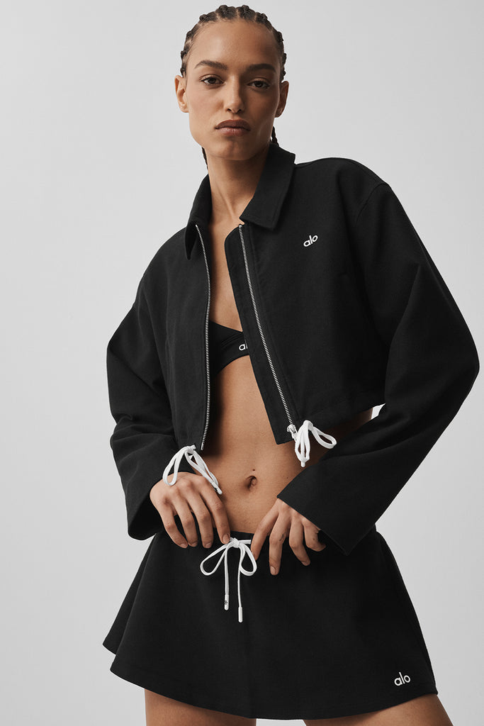Cropped Fan Favorite Full Zip Jacket - Black | ALO