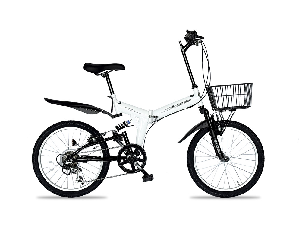 レンジャー】20インチ折りたたみマウンテンバイク 6段変速・前カゴ付