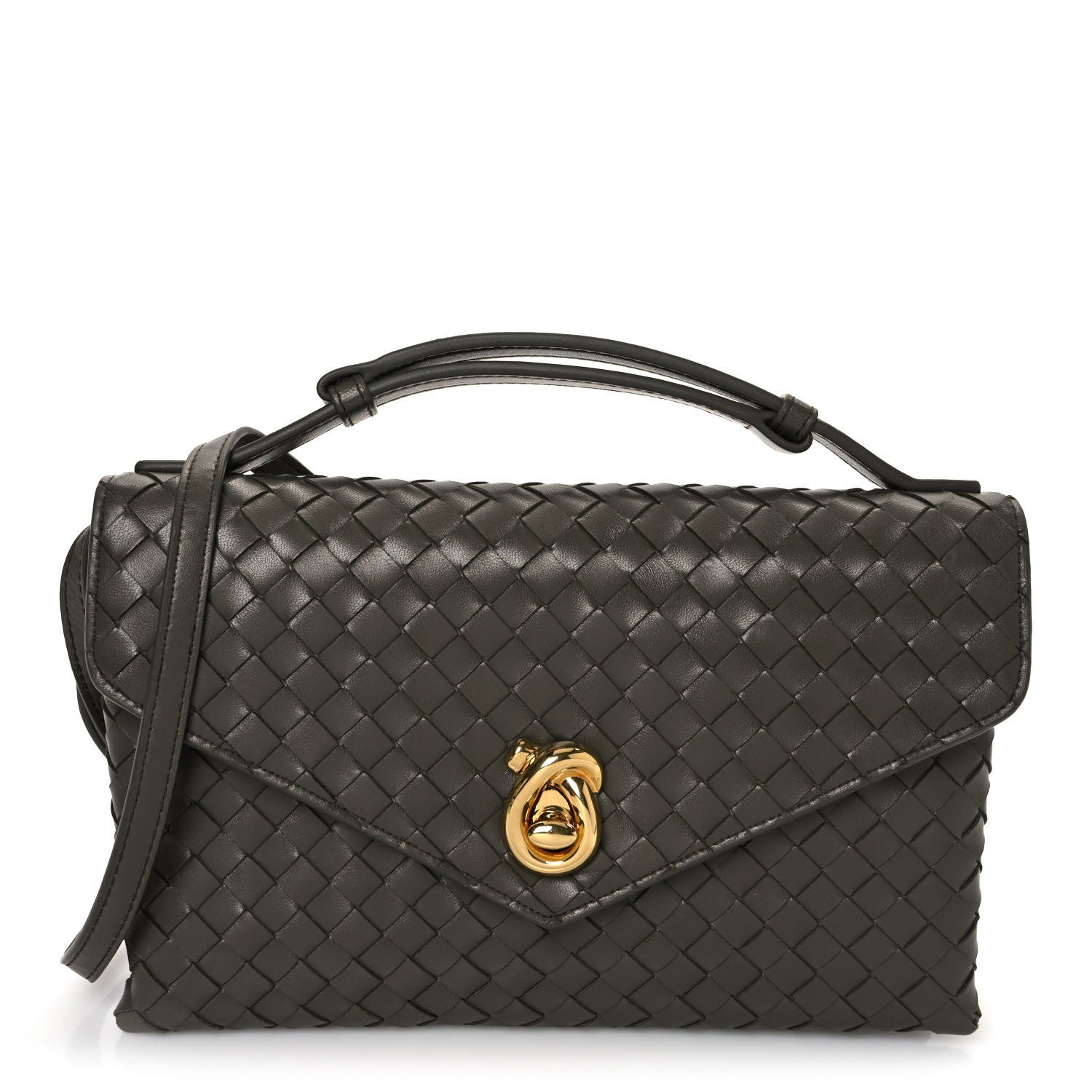 Bottega Veneta Nappa Intrecciato Knot Lock Top Handle Crossbody
