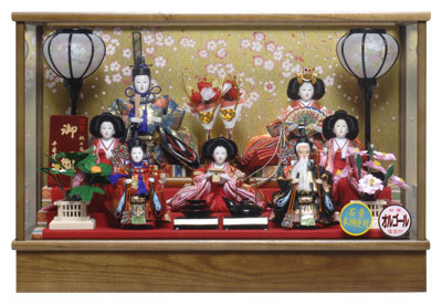 雛人形「ケース入り雛人形」：七人ケース【オルゴール付】：三五7人
