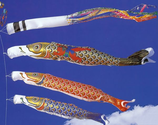6m黄金金箔金太郎鯉雲龍吹き流し：6点セット｜人形の伏見屋