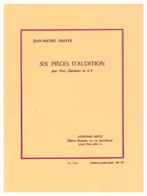 オーディションのための6つの小品(ドゥファイ)【クラリネット三重奏