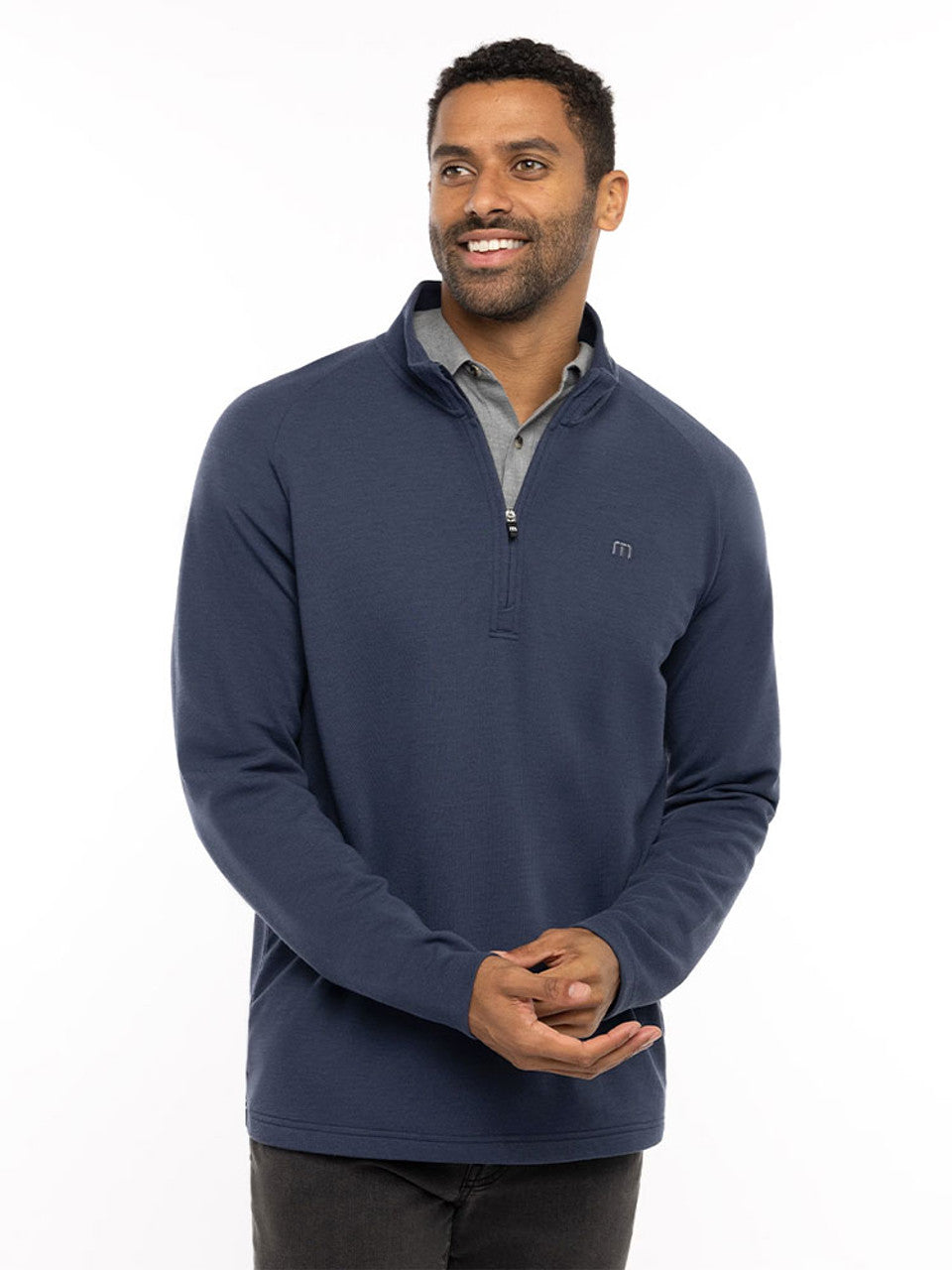 TRAVIS MATHEW MENS UPGRADED 1/4 ZIP PULLOVER - NAVY | Golf