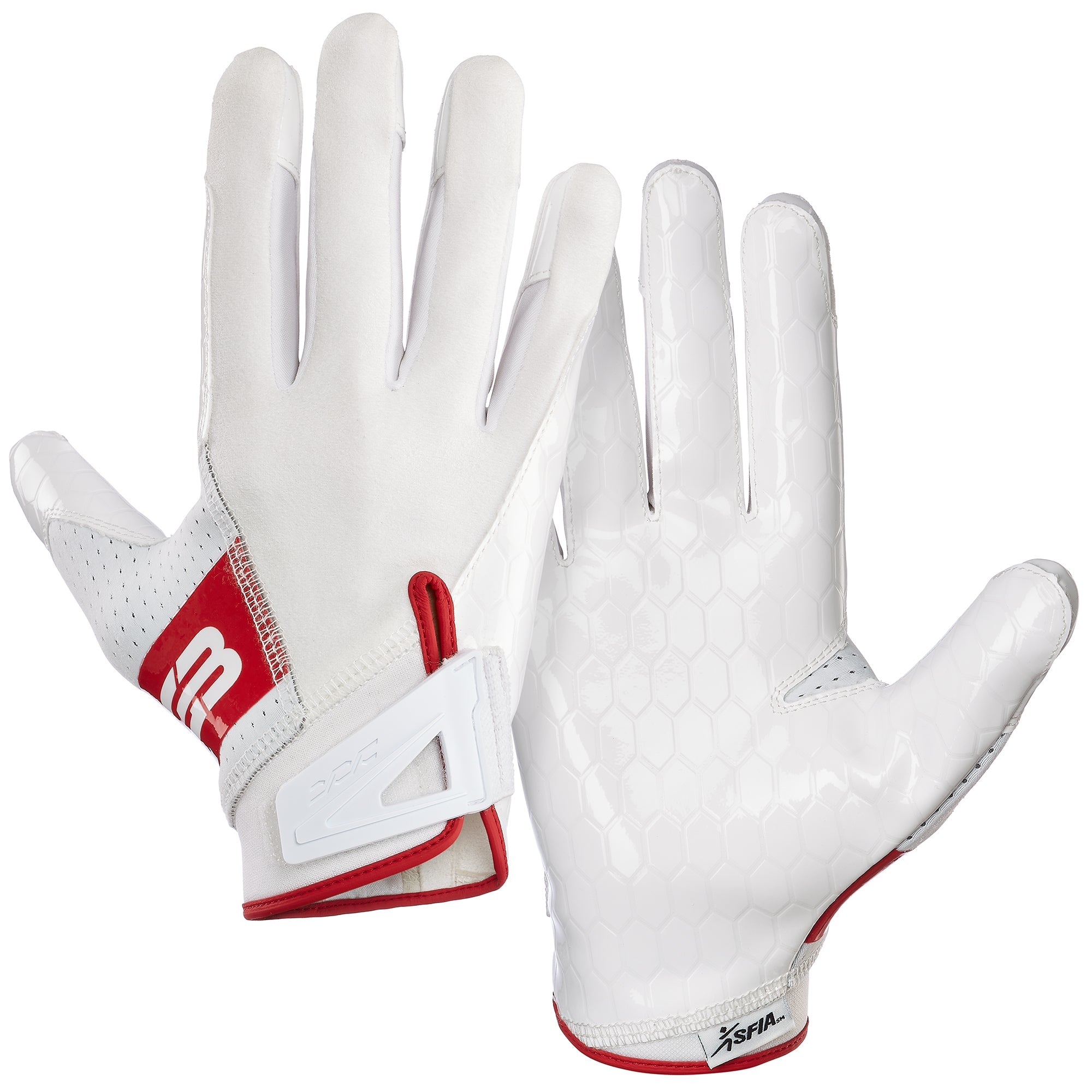 DNA 2.0 White/Red Gloves | All-Weather Football Gloves | Grip Boost