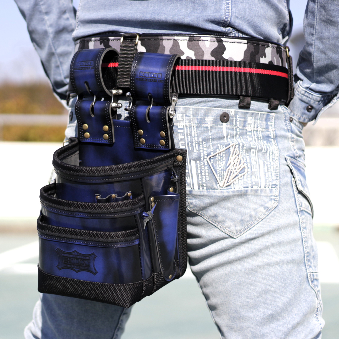 ニックス アドバンガラス革 チェーンタイプ3段腰袋 【バリスティック