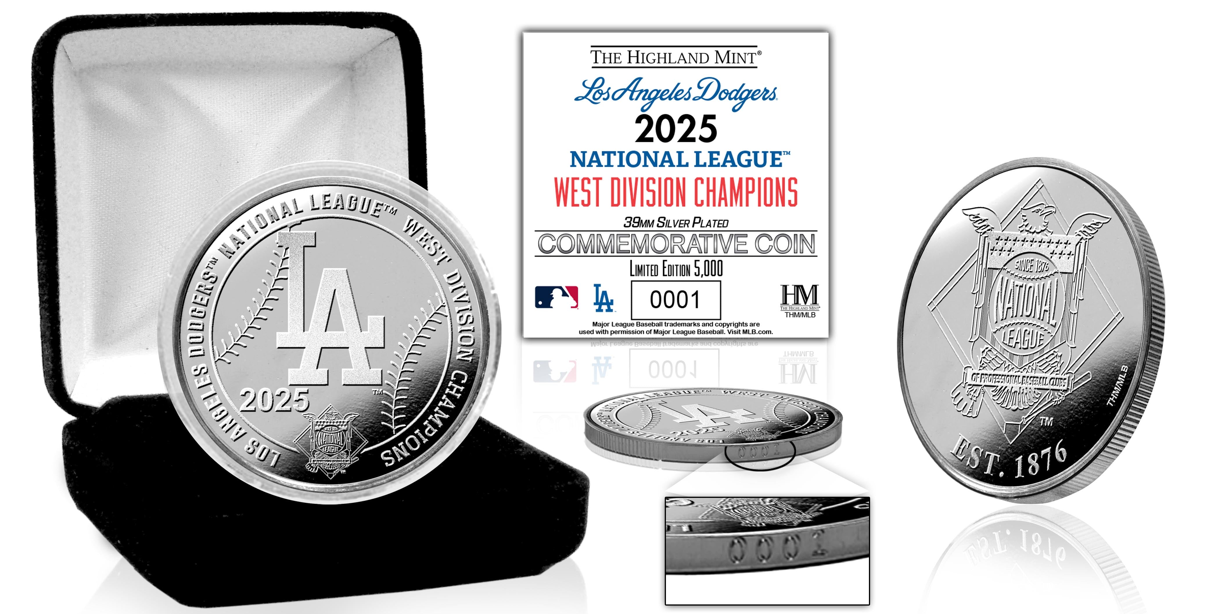 Los Angeles Dodgers 2025 N.L. West Division Champions Silver Coin