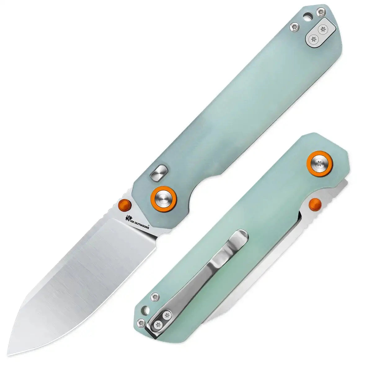 HXOUTDOORS HYLA 14C28N Silver Blade G10 Handle | EDC Button Lock