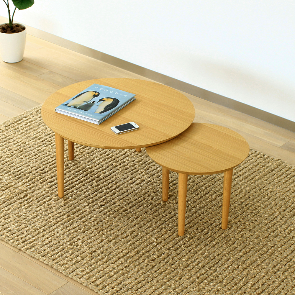 リビングテーブル「バルーン69-2」2連伸長式 ホワイトオーク材