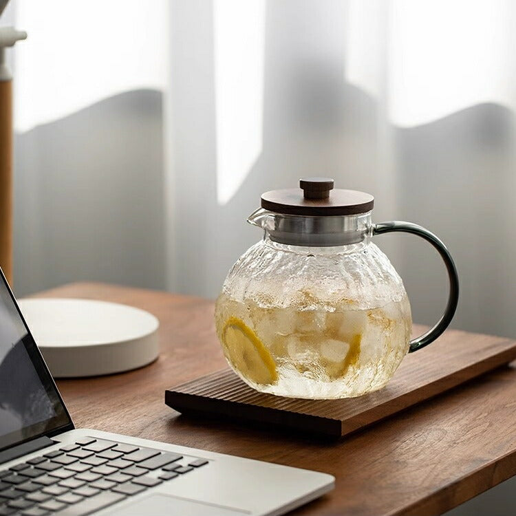 IwaiLoft【直火可・1300ml】丸々 冷水筒 耐熱ガラス 麦茶ポット