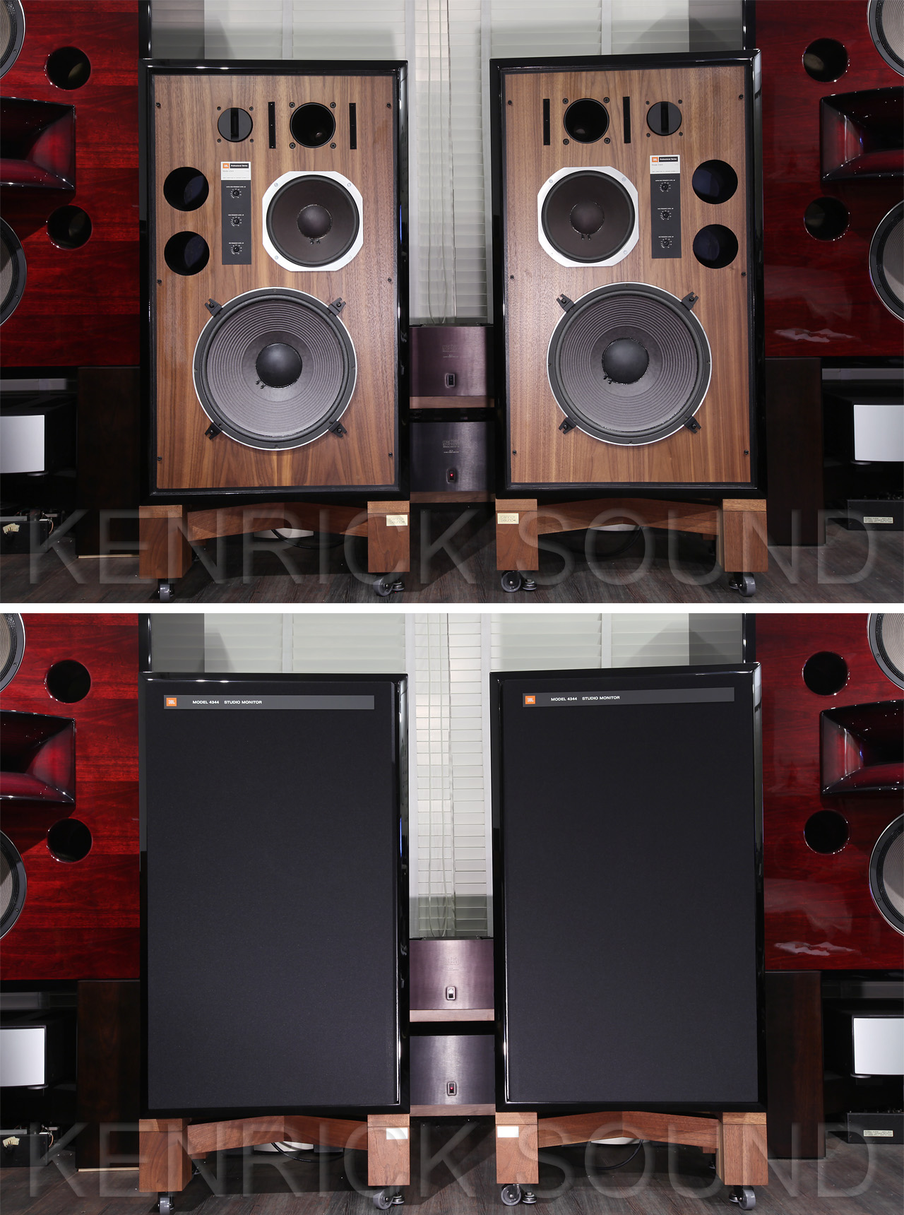 JBL 4344 ピアノブラック塗装&ウォールナットバッフル新品グリル