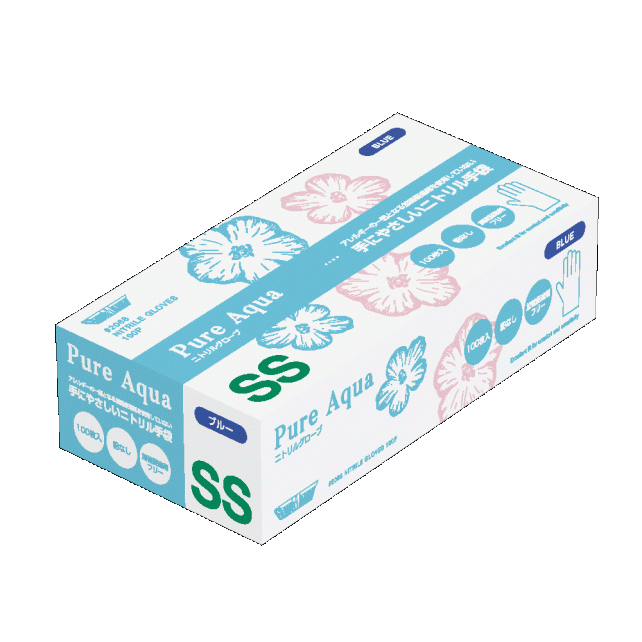 2068 ニトリルグローブ ピュアアクア 粉無 100枚入｜各種作業用品