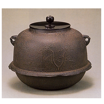 浜松地紋真形羽付釜【販売】-茶道具は京都しみず孔昌堂