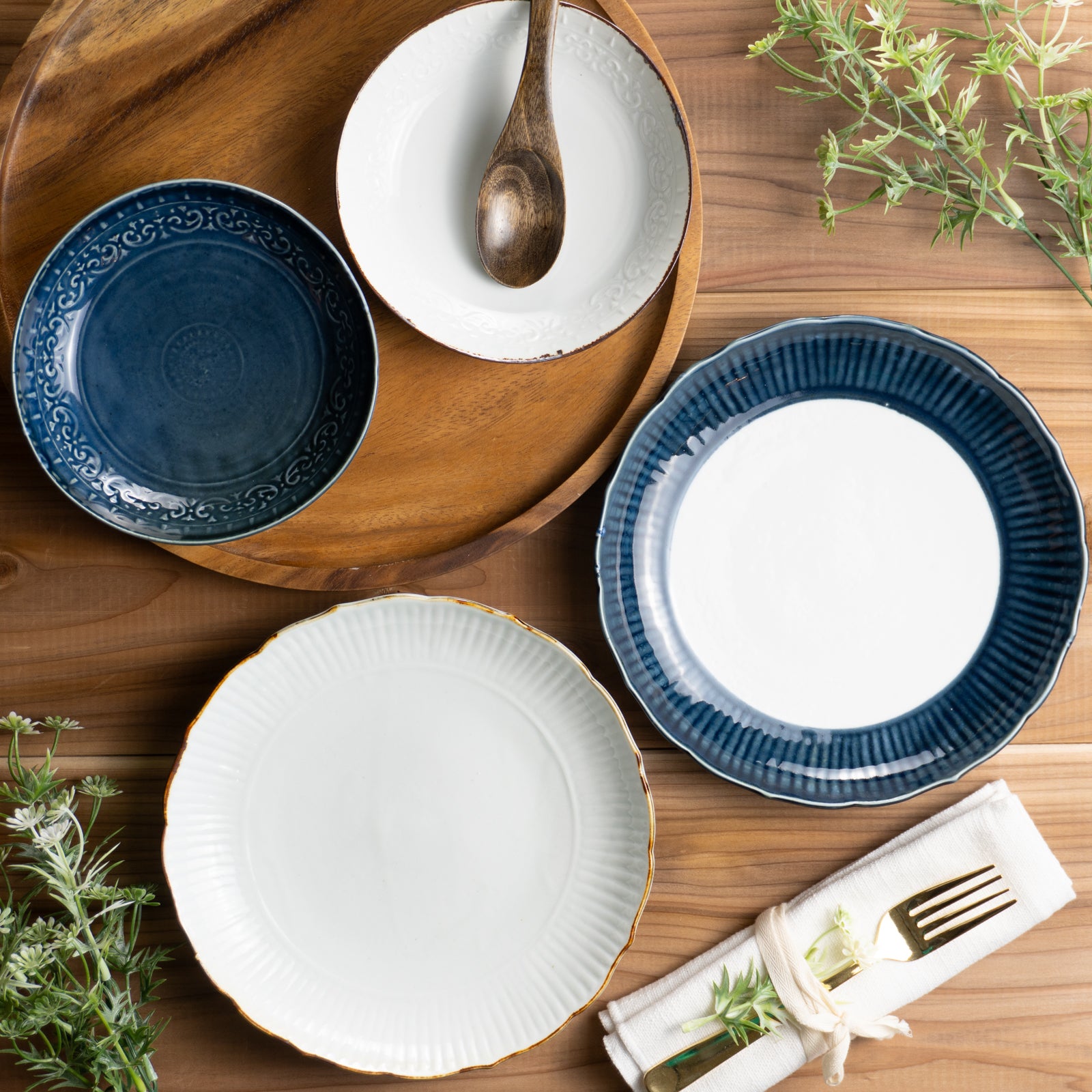 京都 清水焼】食器セット 白磁/瑠璃地