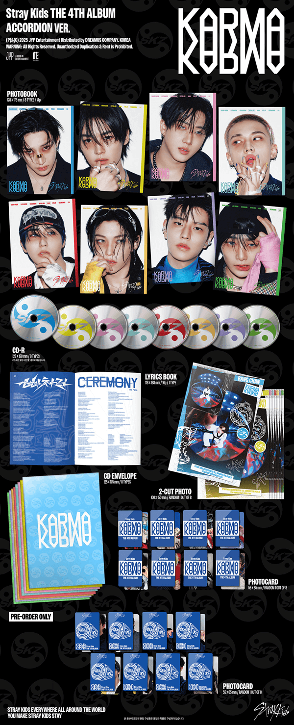 STRAY KIDS 4TH ALBUM KARMA (ACCORDION VER.) - 8 ALBUMS SET | JYP