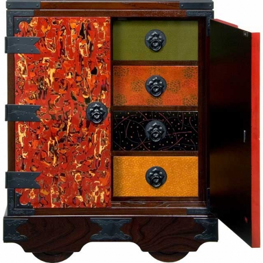 津軽塗箪笥 両扉/変り 南部箪笥のマルイ造形家具工業。岩手民芸家具