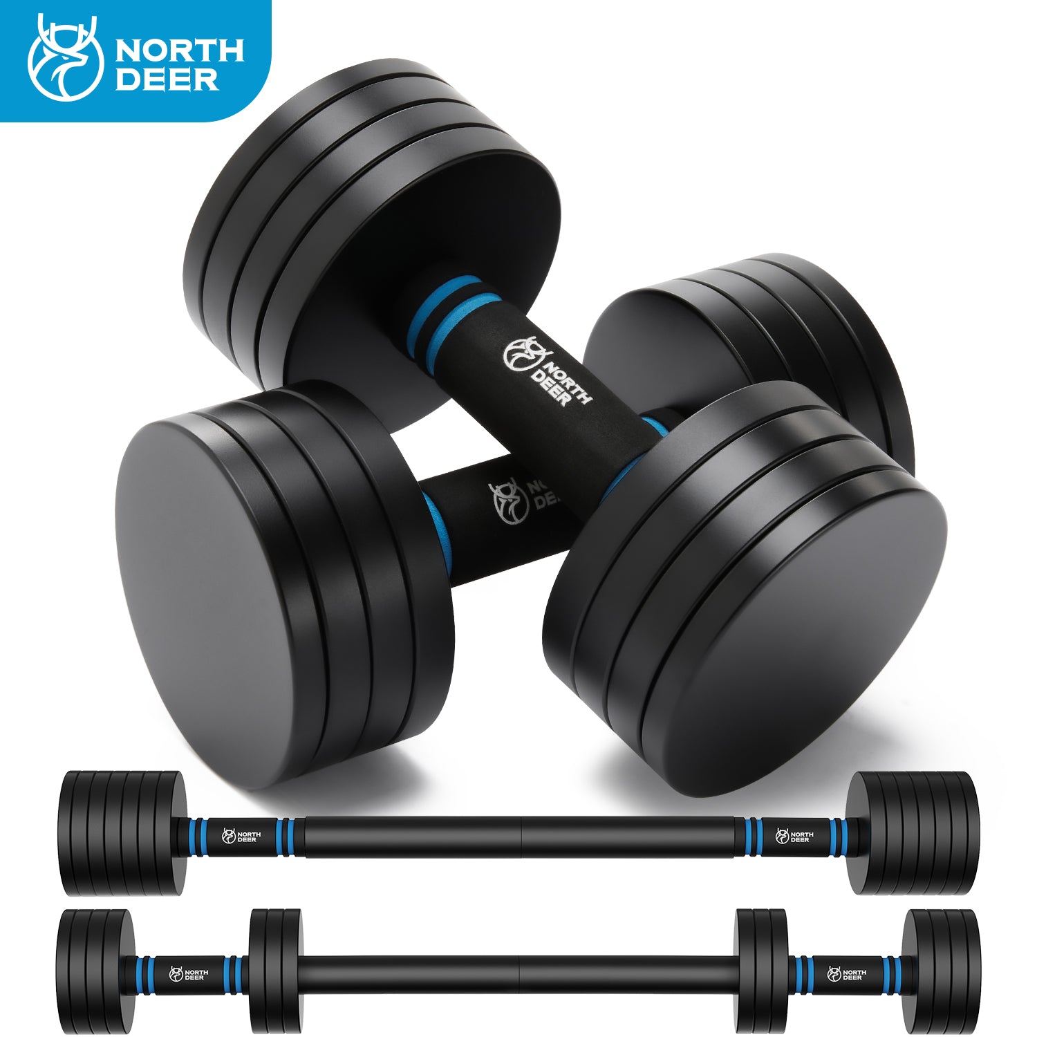 Northdeer 第二世代・可変式ダンベル・ブラック版 2.5kg/3kg/5.5kg/7.5