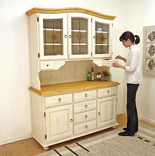 フレンチカントリー食器棚｜無垢パインキッチン収納