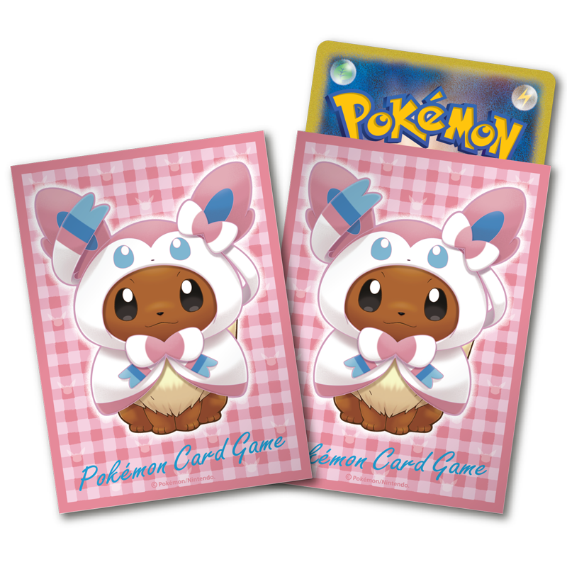 進化形のポケモンたちのポンチョを着たイーブイのデッキシールドが