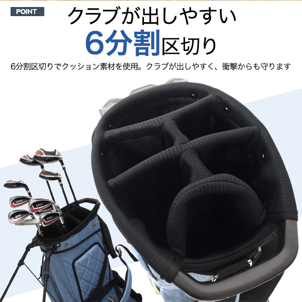 NIKI GOLF スタンド式キャディバッグ　【6分割口】 Amazon | ゴルフ キャディーバッグ 6分割 メンズキャディバッグ