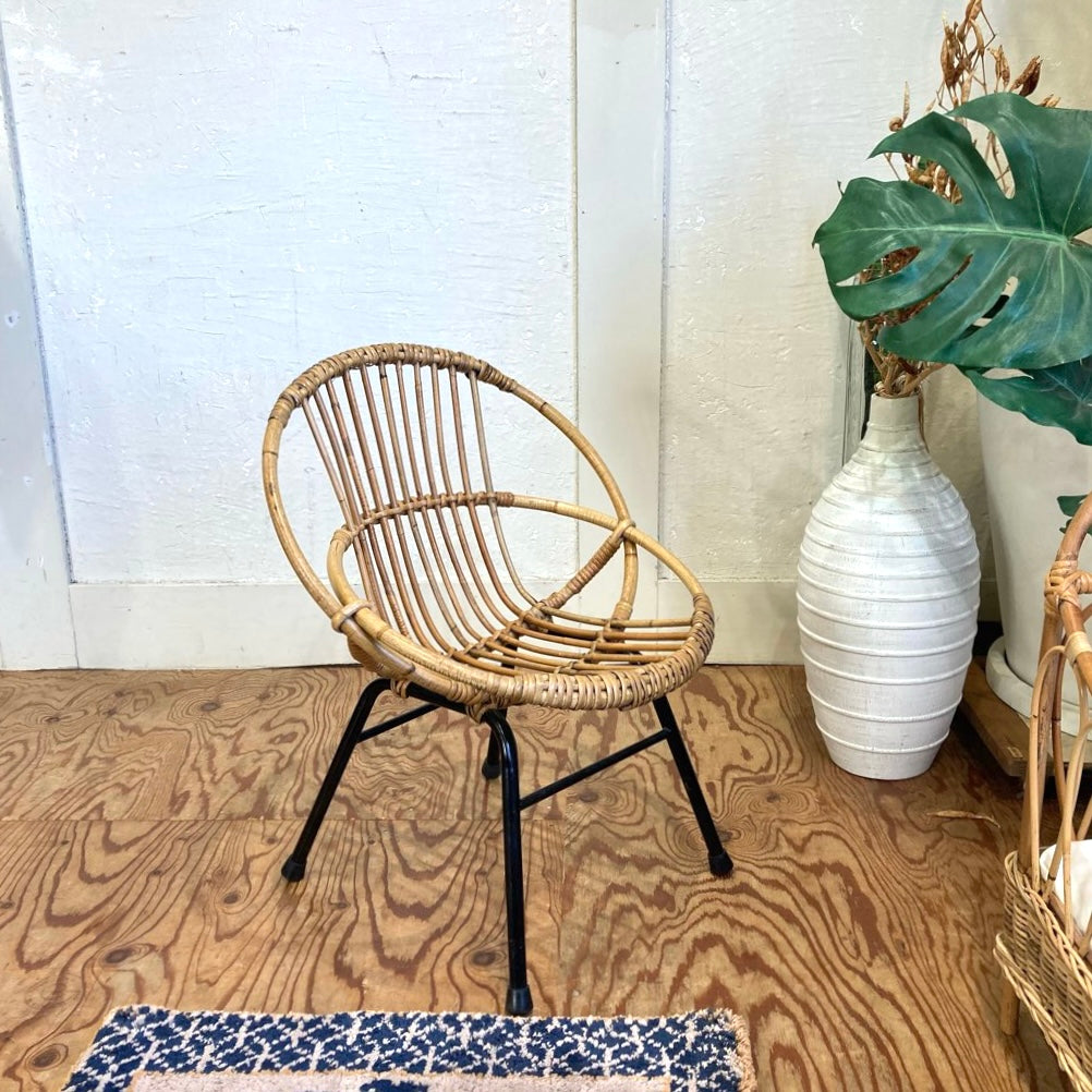 ラタン キッズチェア ドールチェア ヴィンテージ 中古 籐 小さい