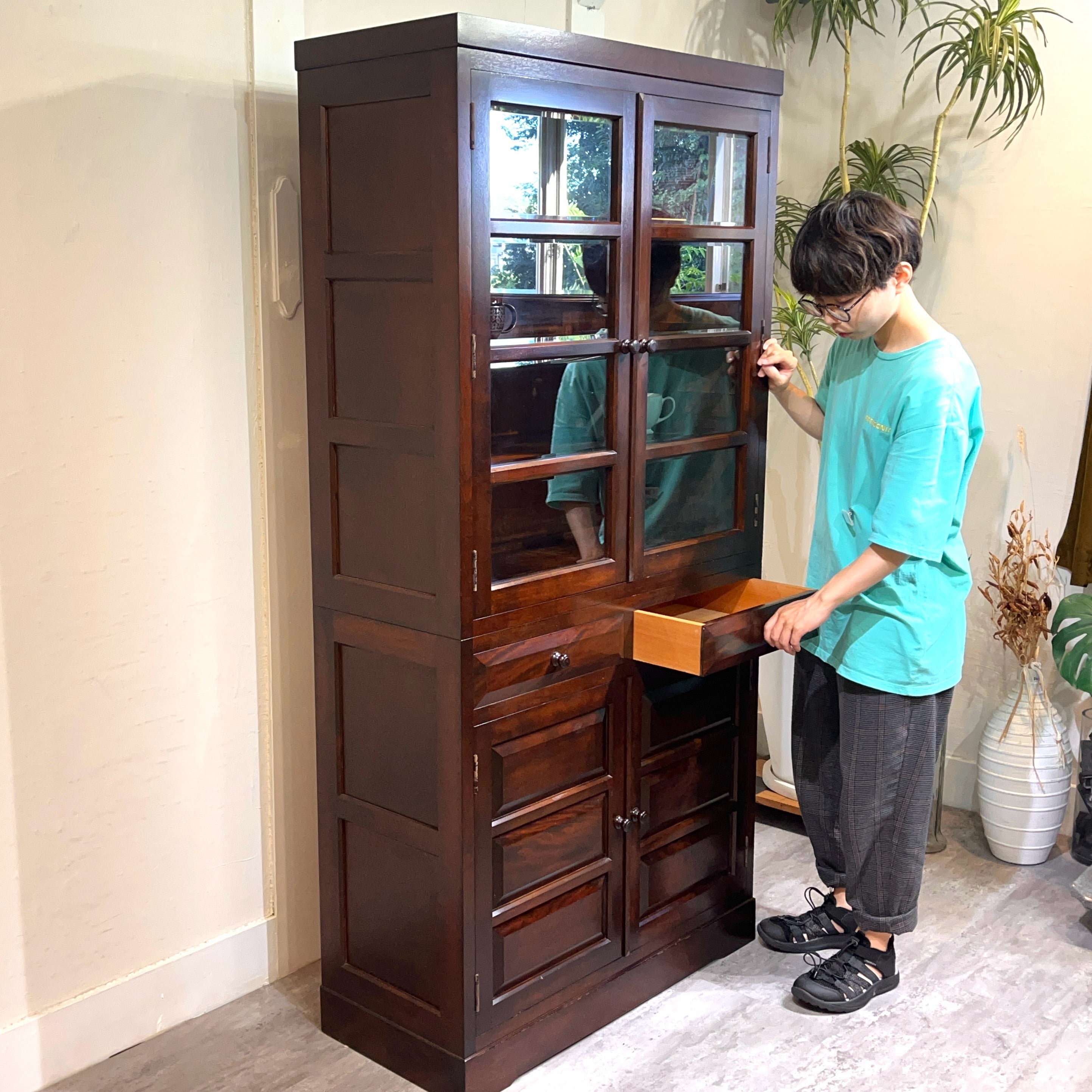 松本民芸家具 K-Ⅱ型 面取食器棚 食器棚 飾り棚 ミズメザクラ 木製 木 中古