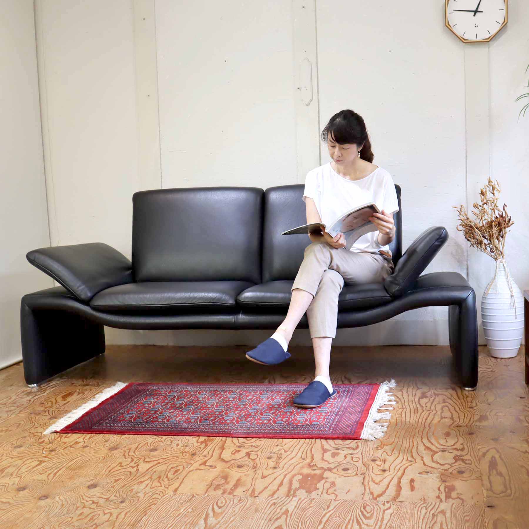 KOINOR コイノール 3Pソファ ドイツ製 本革張り ブラック 高級ソファ 3