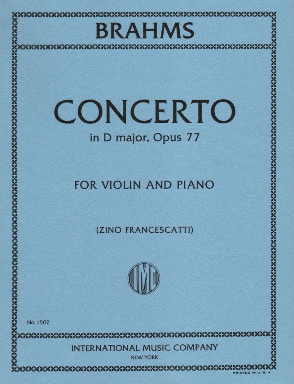 Brahms, Johannes - Concerto in D Major, Op 77 - Violin and Piano - edi