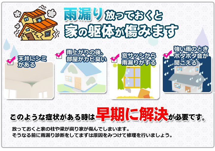 雨漏り診断 | 千葉県・茨城県で屋根リフォームをするならシノツカ