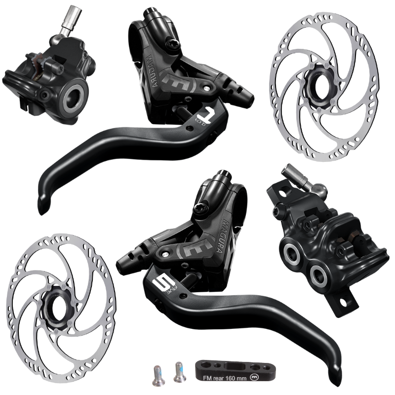 Magura MT5/4 Post/Flat Mount Brake Set w/ Magura MDR-C 180mm
