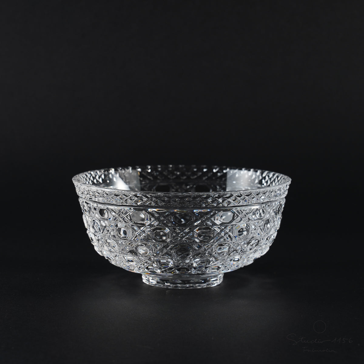 ガラス食器 クリスタル 切子ハンドカット 篭目切子中鉢 13.5cm [廃番