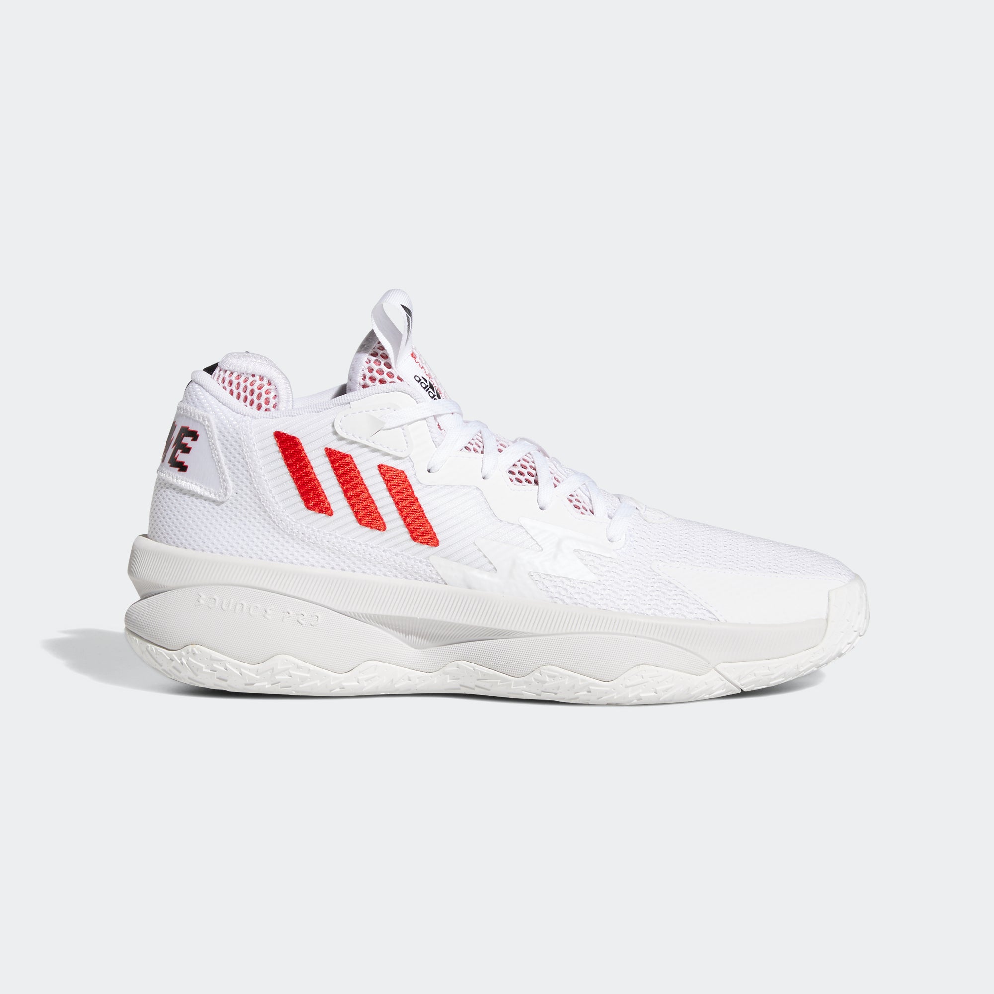 adidas DAME 8 Shoes | White-Red | Adult-Unisex – stripe 3 adidas