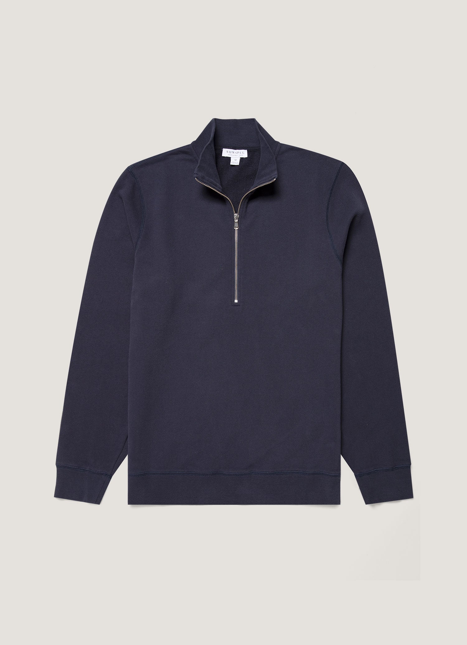 ハーフジップループバックスウェットシャツ （Navy）| Sunspel