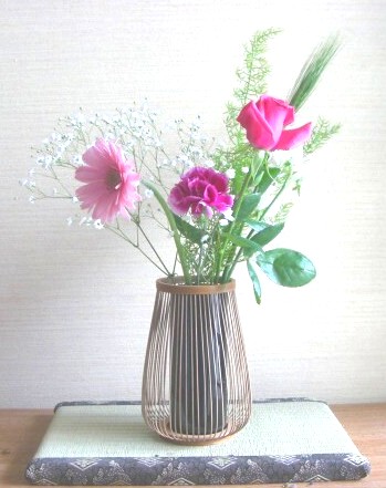 伝統的工芸品 駿河竹千筋細工 花器 嵯峨野