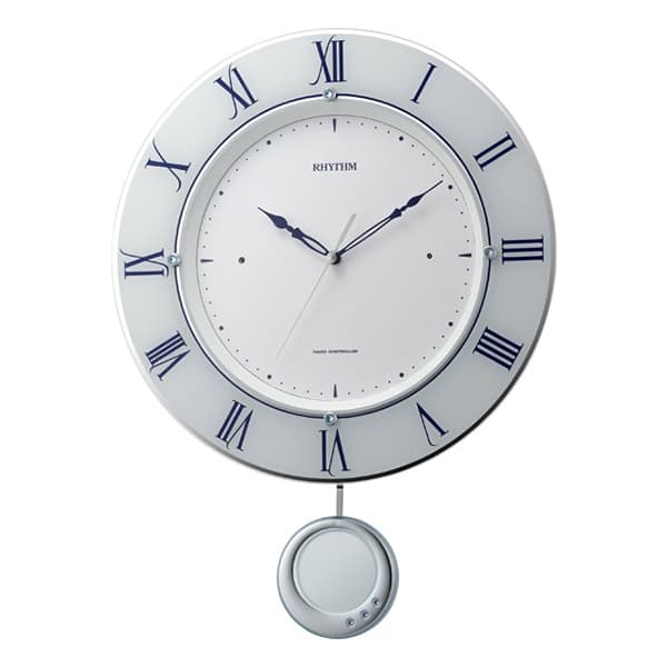 RHYTHM リズム 電波 振り子 掛け時計 トライメテオ 8MX402SR03 白