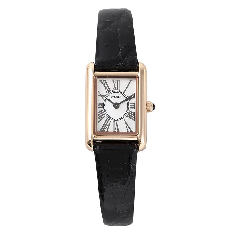 LCREA PARALLELA Solar Watch LC2101-PGCBK Genuine Crocodile Leather