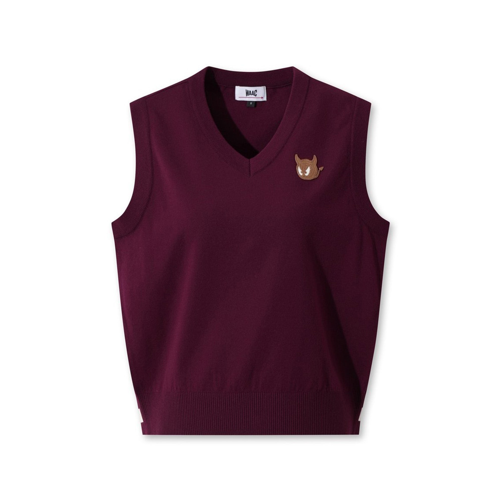 WOMEN Vネックニットベスト バーガンディ