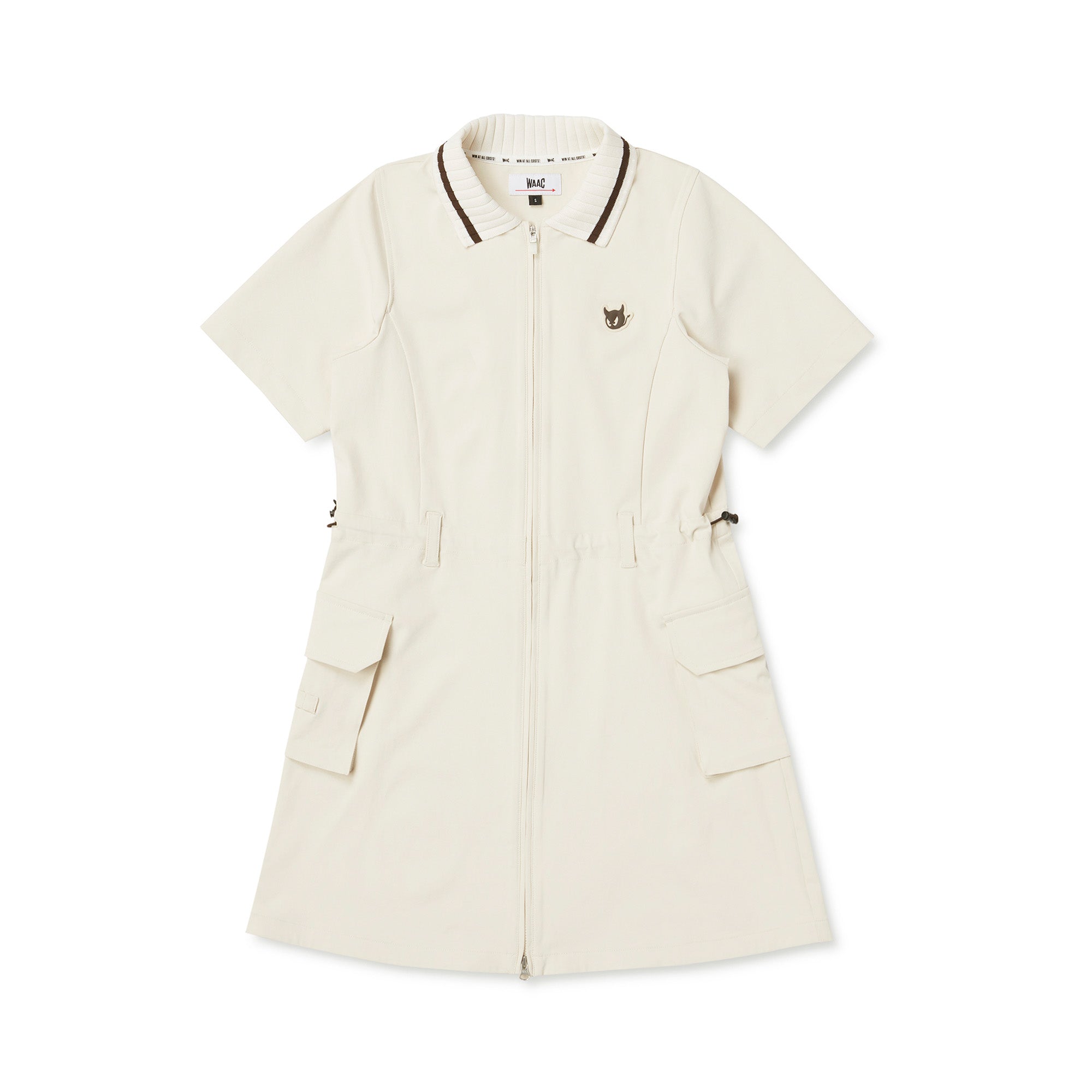 WOMEN リブカラーフルジップワンピース アイボリー