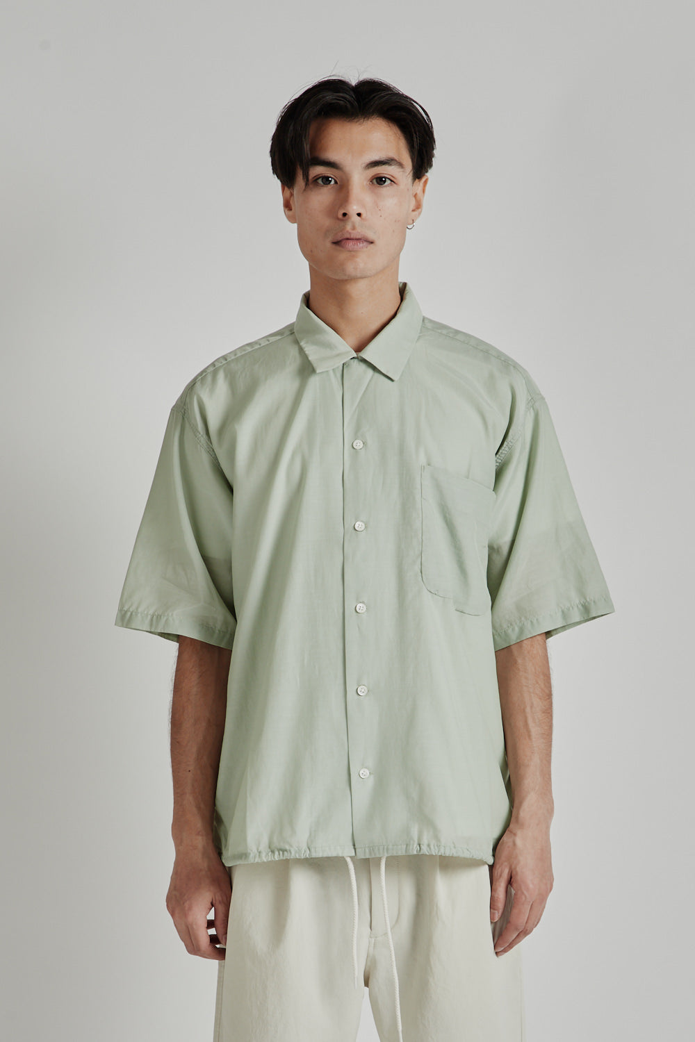 Nanamica Open Collar S/S Shirt - Coral Green | Wallace Mercantile Shop