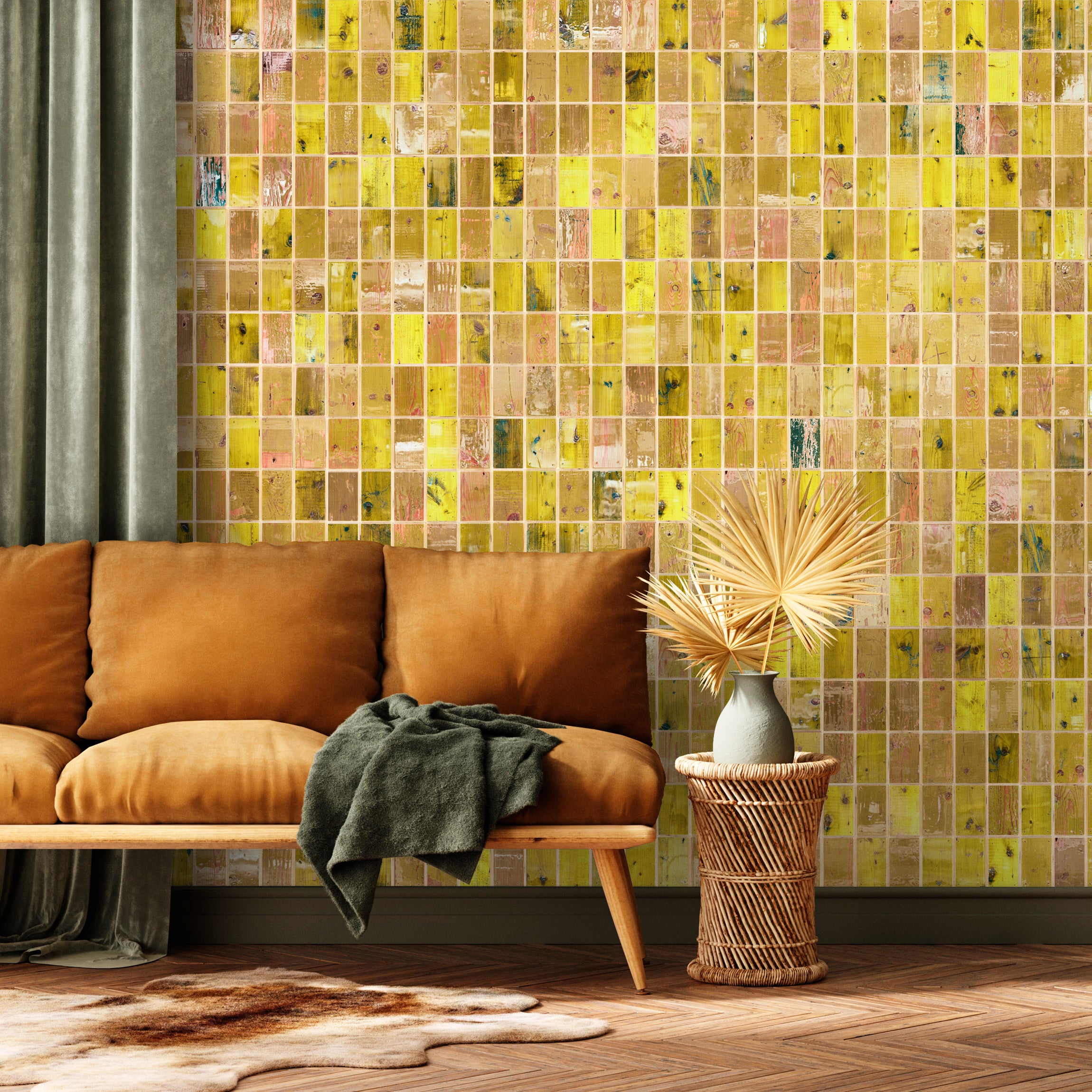 Waste Tiles Wallpaper by Piet Hein Eek / Yellow PHE-23 | 輸入壁紙