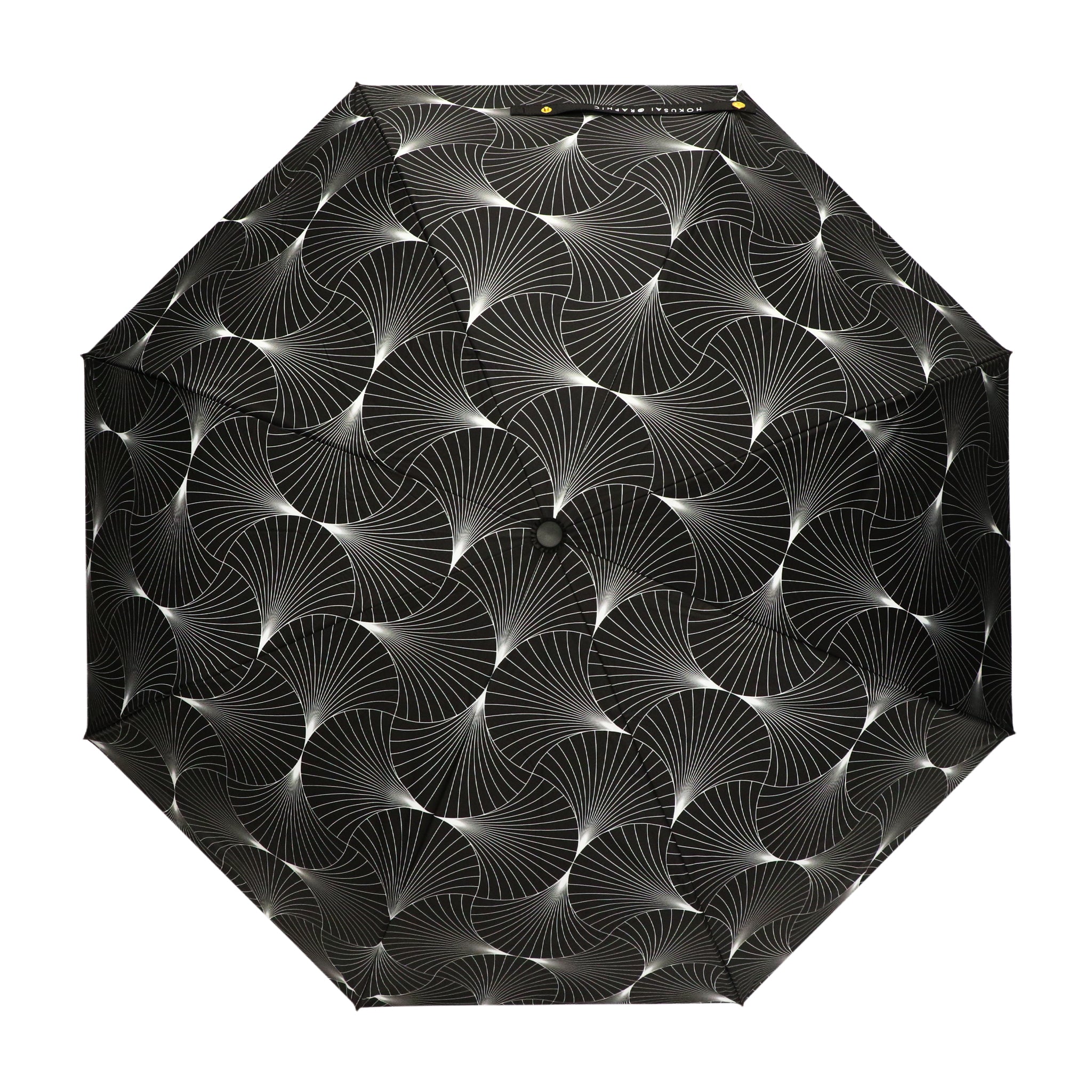 和柄テキスタイル 三つ折り畳み遮光日傘‐扇／月夜｜おしゃれな和柄傘