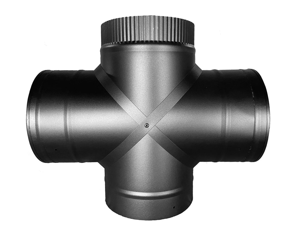 ○”二重煙突 X管（エックス管）内径150ミリ・外径200ミリ キャップ2個