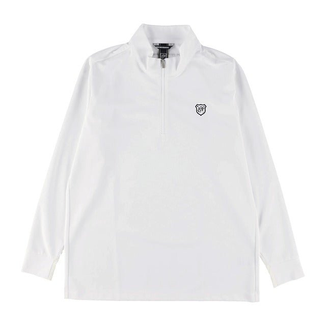 MEN 鹿の子 長袖モックネック ホワイト