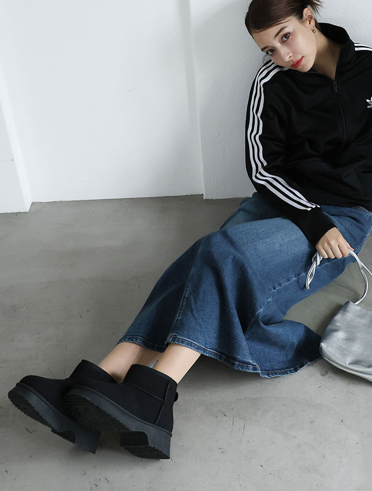 Vivian もふぽか厚底5.0cmチャンキーヒールムートンブーツ【防止加工