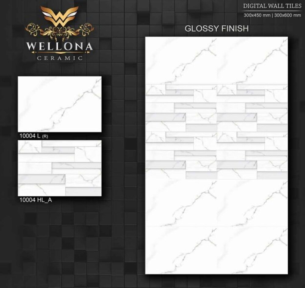 Ceramic Glossy Wellona 10004 L Digital Wall Tiles, Size: 1x2 Feet