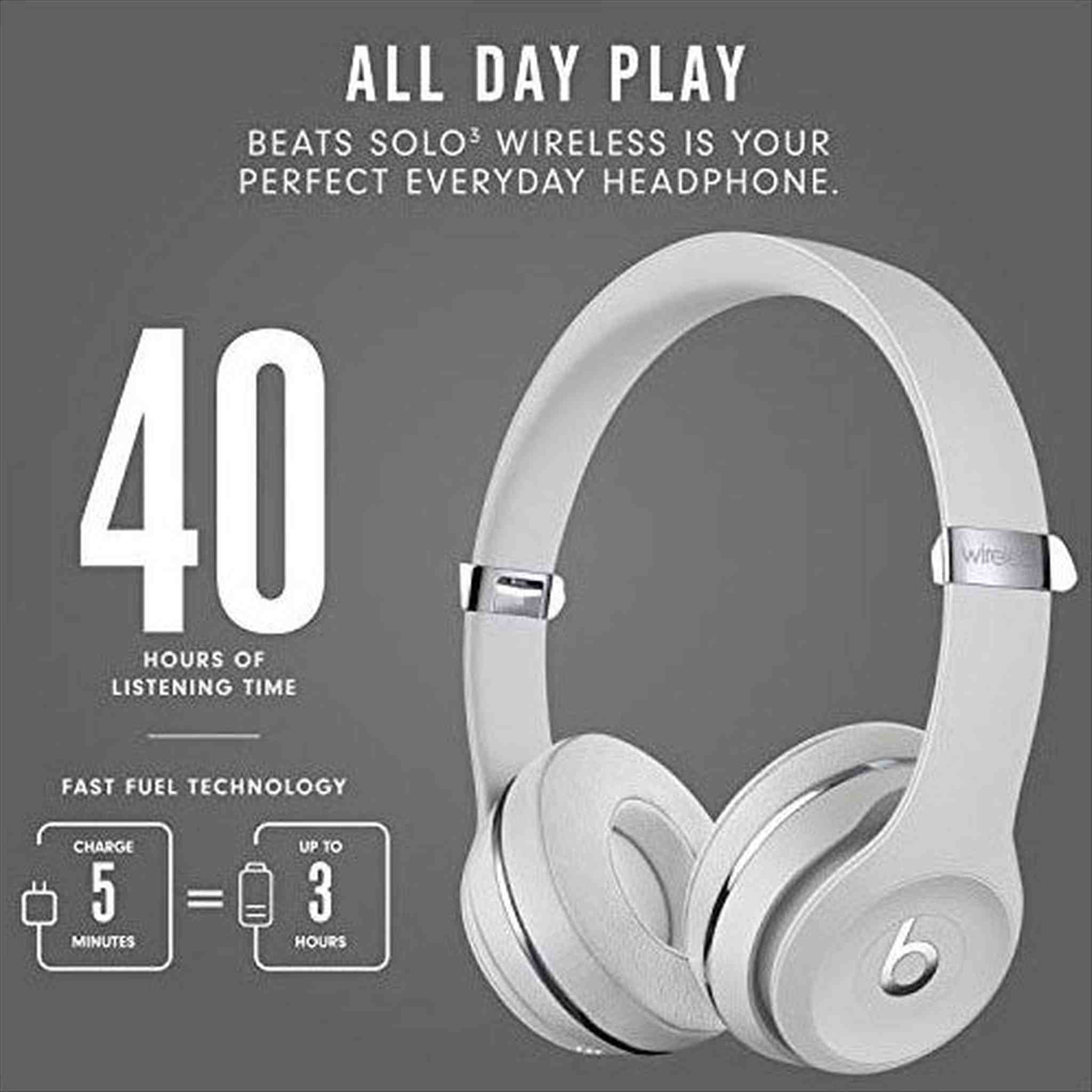 Beats Solo3 Wireless On-Ear Headphones - Satin Silver (Latest
