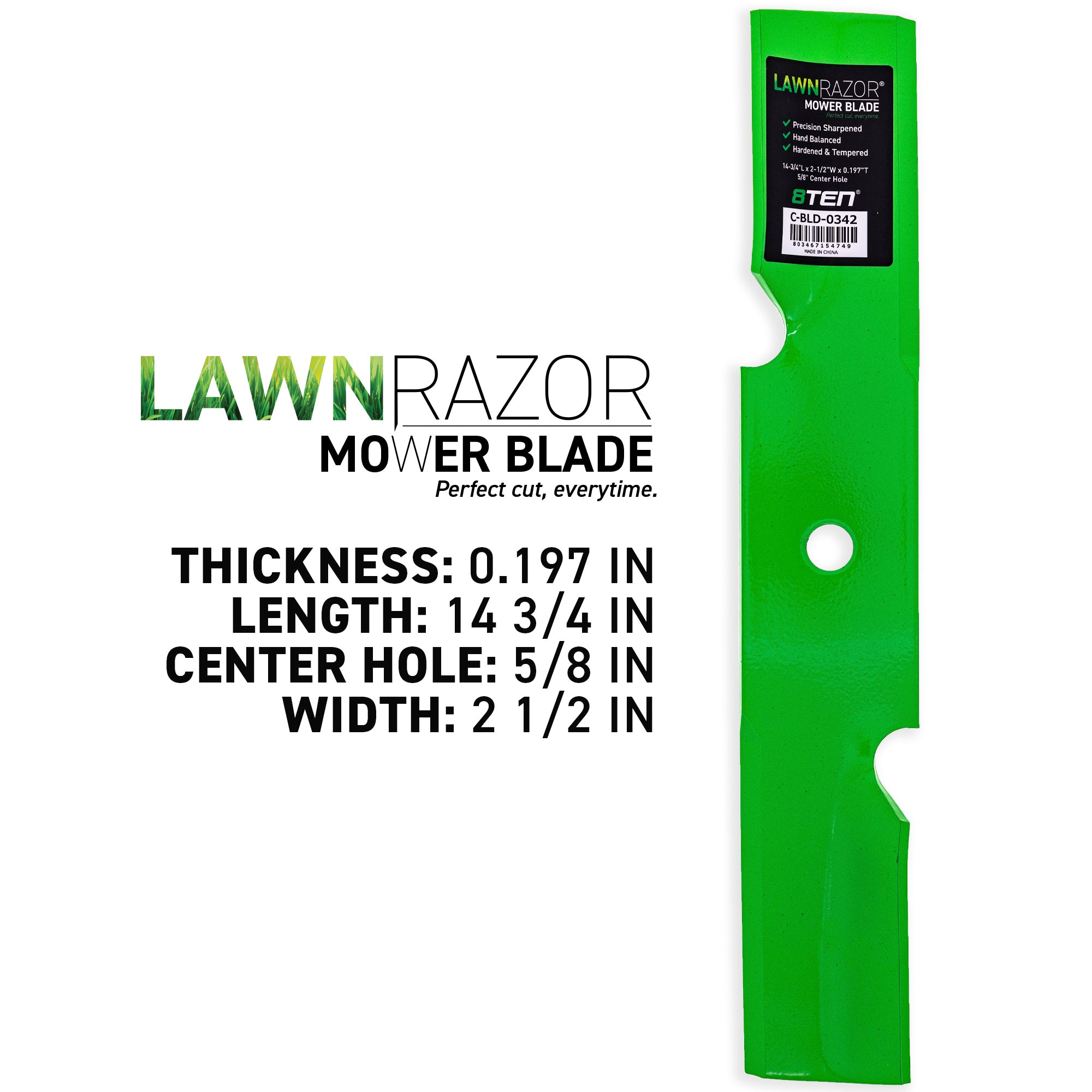 LawnRAZOR Notched High Lift Blade For Scag 483014 | 8TEN