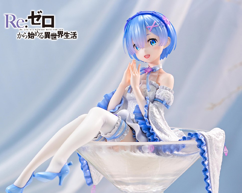 Reゼロ』レムが純白ドレス姿でグラスに乗っかり立体化 眩しい笑顔